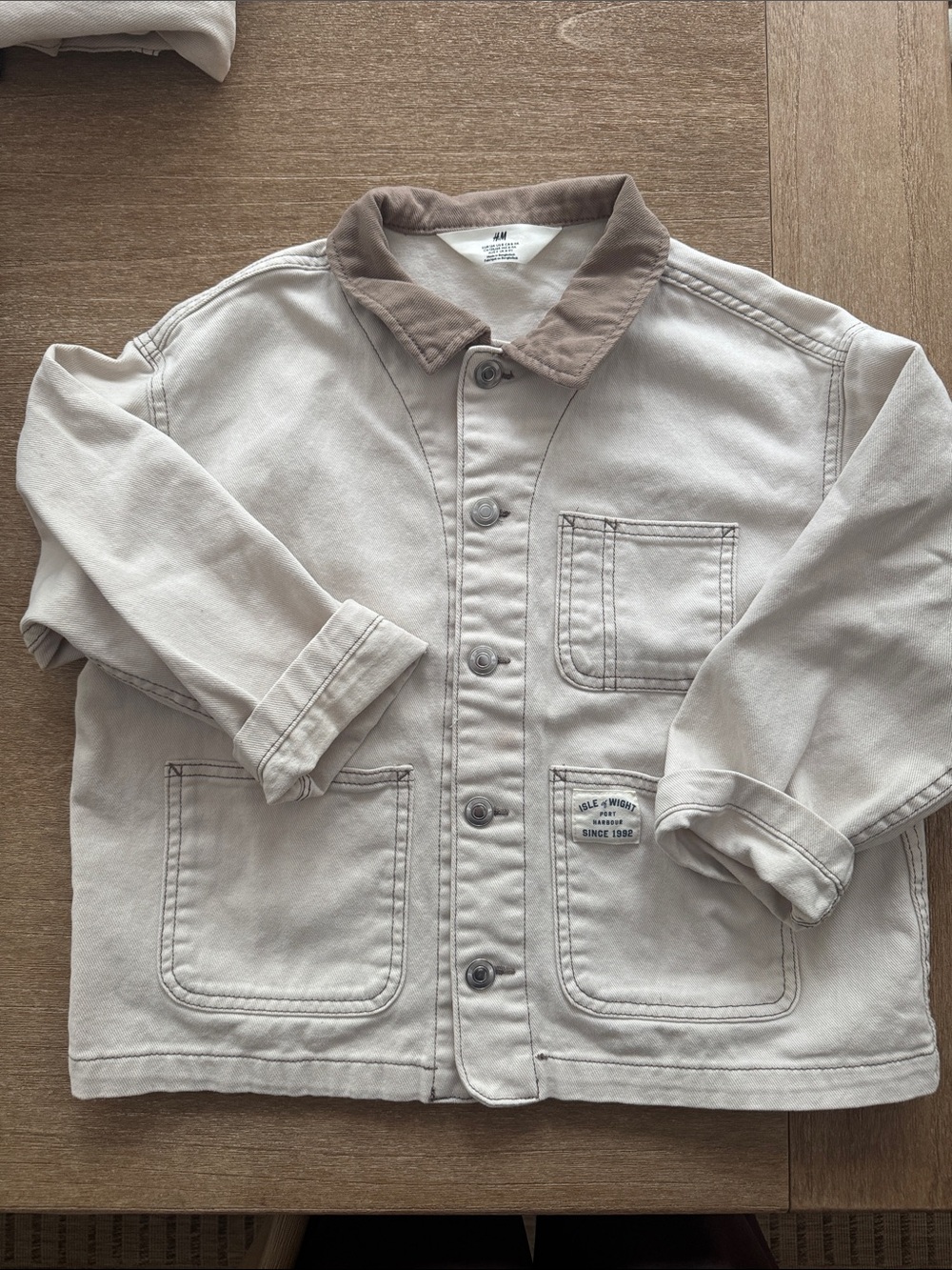 H&M Kids Beige Jacket with Brown Contrast Collar